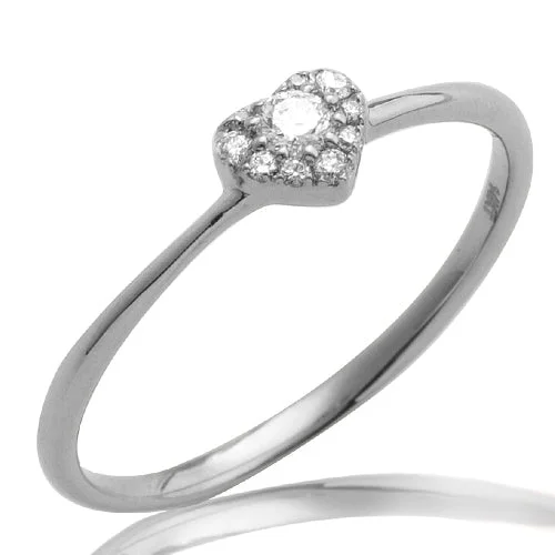 Platinum diamond engagement rings for women -14KW 0.12CTW DIAMOND HEART CLUSTER RING