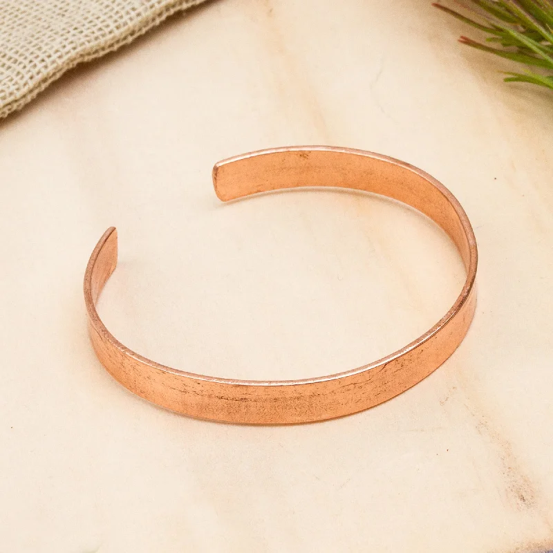 Custom bracelets for women -Brilliant Gleam High-Polish Copper Cuff Bracelet from Mexico