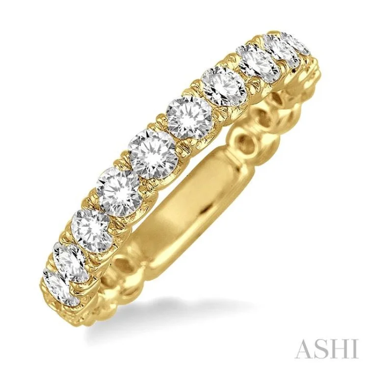 Halo engagement rings for women -3/4 ctw Round Cut Diamond Wedding Band in 14K Yellow Gold