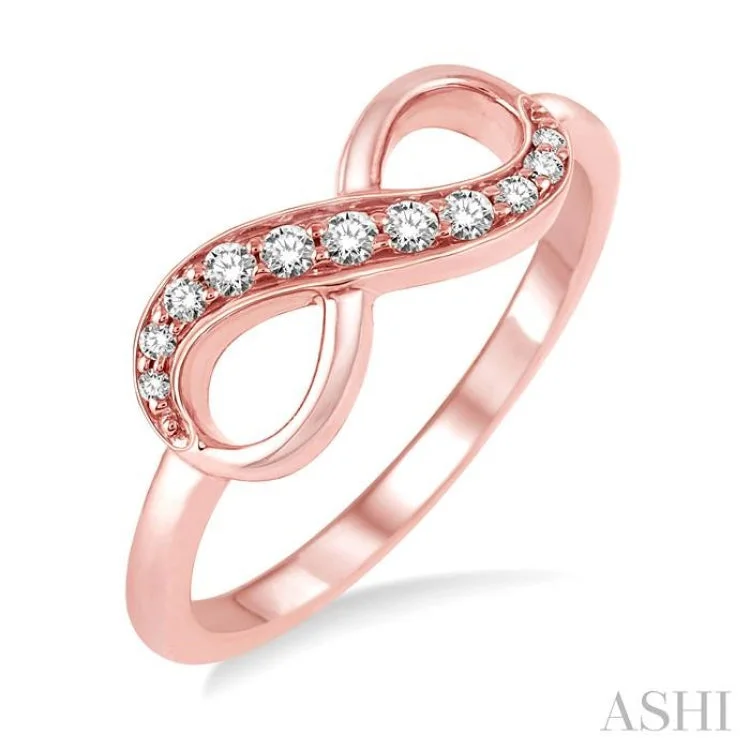 Unique engagement rings for women -1/6 ctw Round Cut Diamond Infinity Petite Ring in 10K Rose Gold