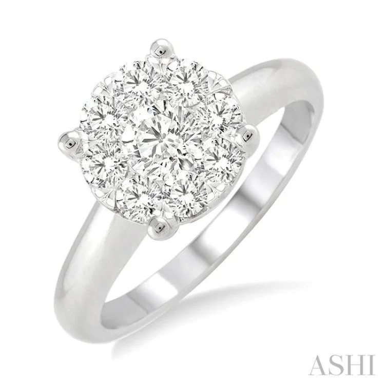 Engagement rings with antique diamonds for women -1 Ctw Round Cut Lovebright Diamond Ring in 14K White Gold