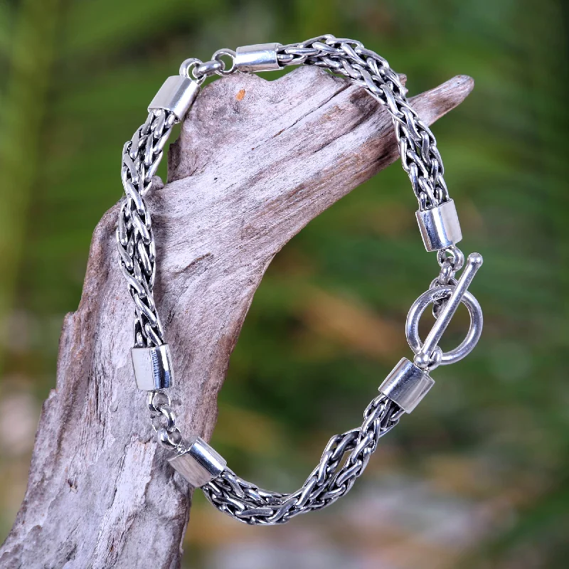 Stackable bracelets for women -Cosmic Paths Sterling Silver Chain Bracelet