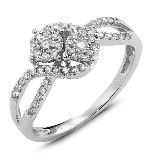 Engagement rings with antique diamonds for women -14KW 0.35CTW DIAMOND TWO STONE FLEUR RING