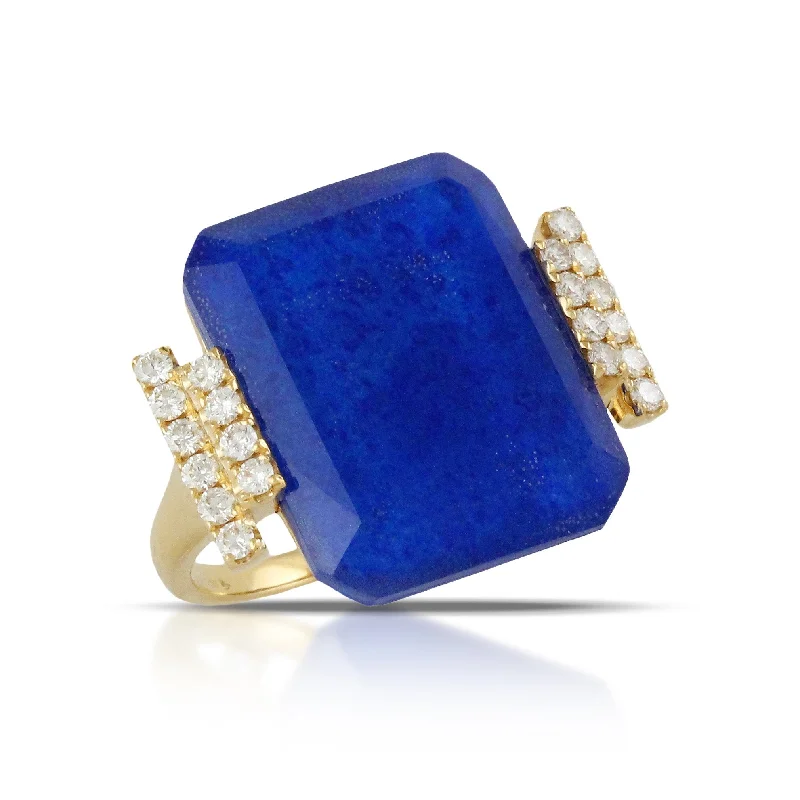 Modern twist engagement rings for women -Doves Royal Lapis Collection 18K Yellow Gold Diamond Ring