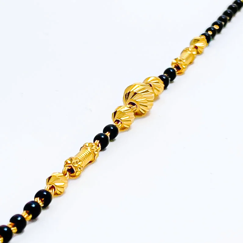 Classic bracelets for women -Decorative Jazzy 22k Gold Black Bead Baby Bracelet