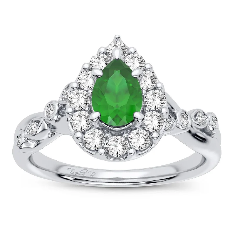 Engagement rings with milgrain details for women -14K 0.27CT Diamond Ring Emerald