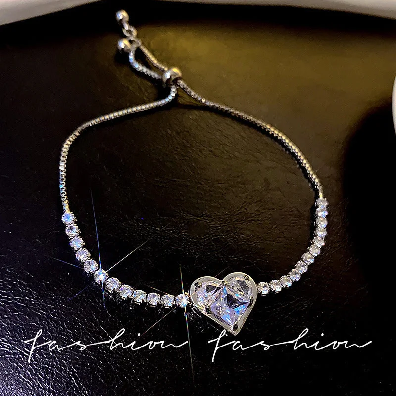 Super Flash Loving Heart Zircon Bracelet