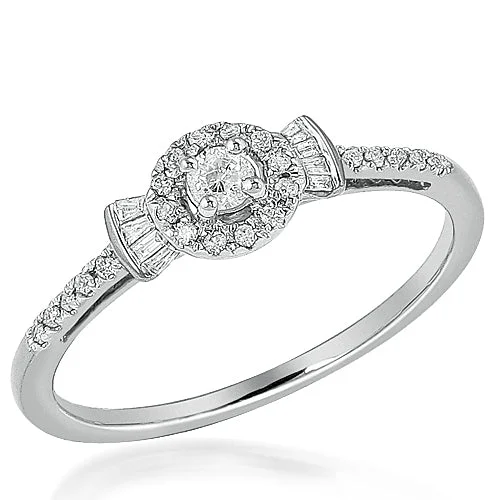 Engagement rings with unique side stones for women -10KW 0.23CTW DIAMOND PROMISE RING