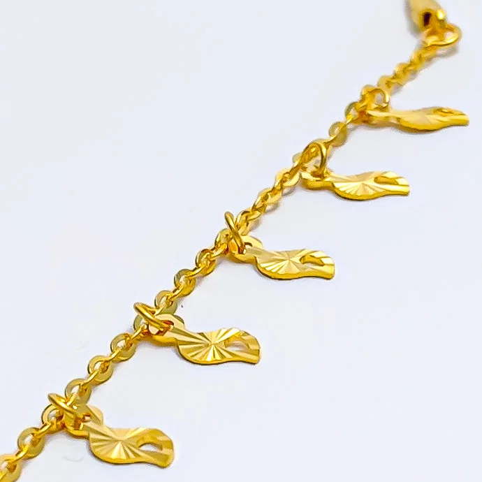 Silver bracelets for women -Bold Dangling 22k Gold Baby Bracelet