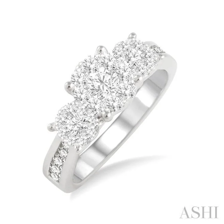 Modern engagement rings for women -1/2 Ctw Lovebright Round Cut Diamond Ring in 14K White Gold