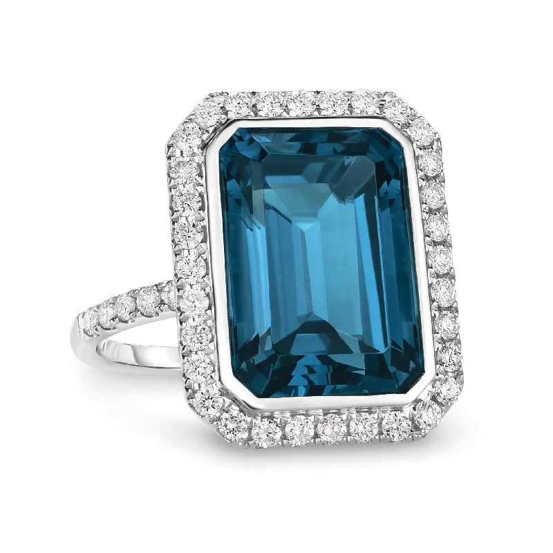 Bridal engagement rings for women -Doves London Blue Collection 18K White Gold Diamond Ring