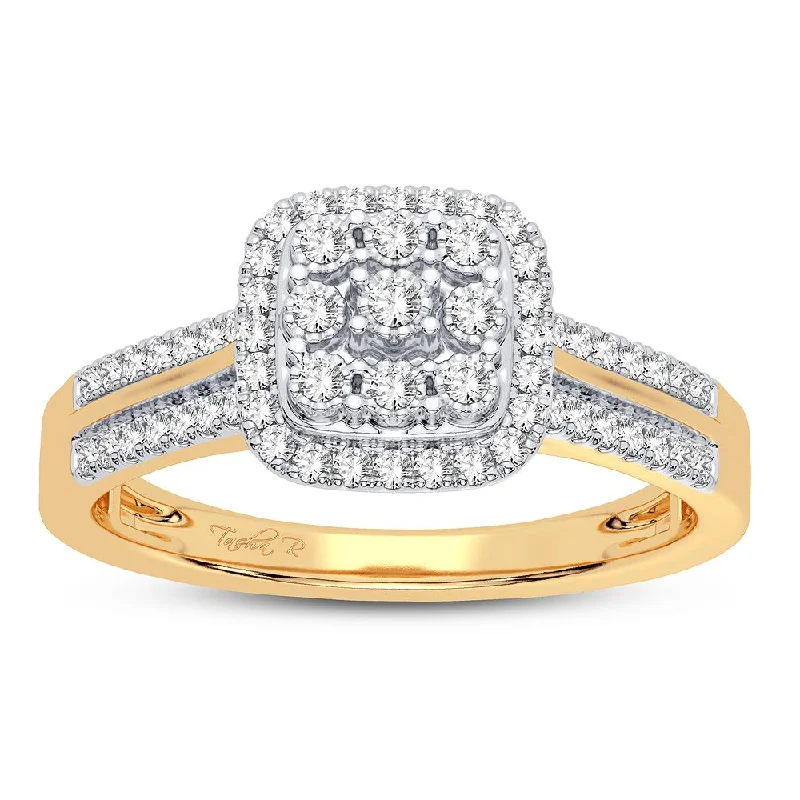 Engagement rings with channel setting for women -10K 0.17CT DIAMOND RING