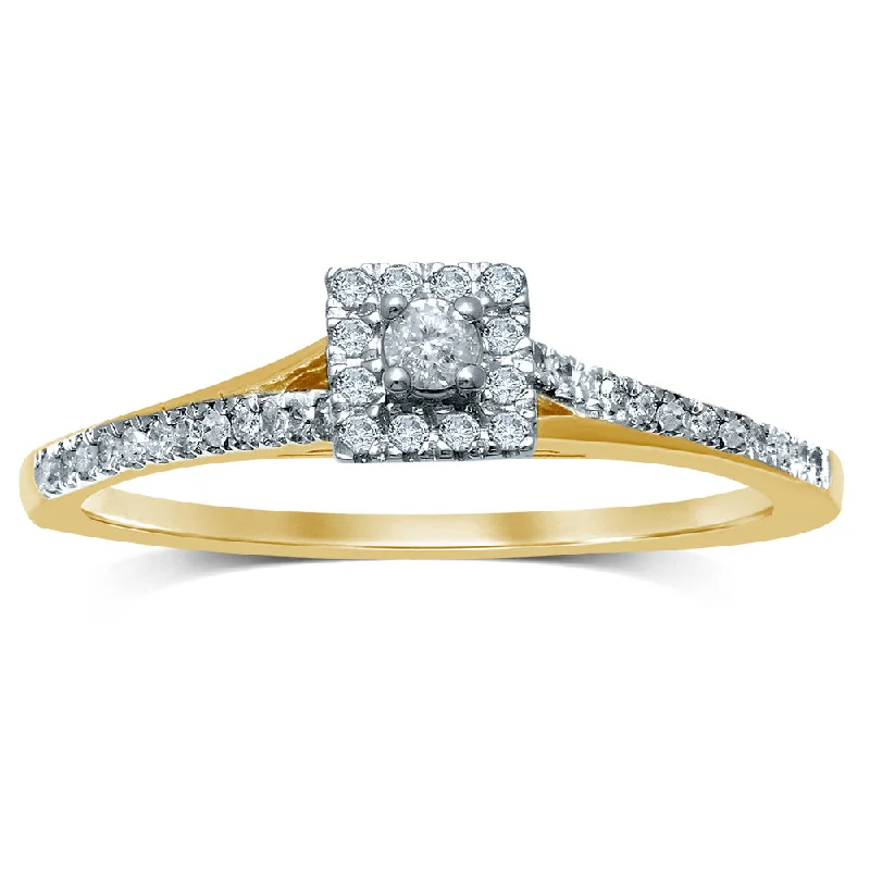 Unique vintage-style engagement rings for women -14K 0.20CT Diamond RING