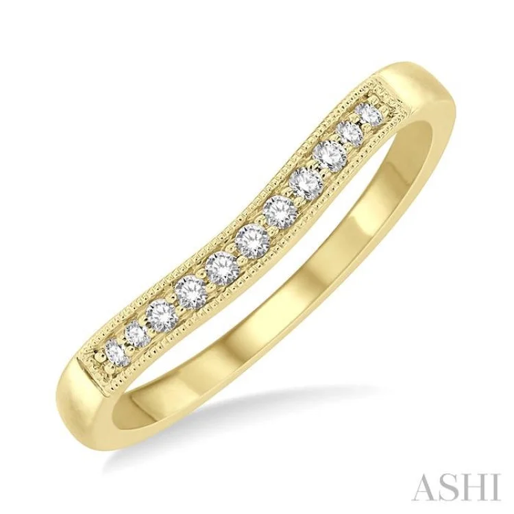 Engagement rings with colored diamonds for women -1/10 Ctw Arched Round Cut Diamond Wedding Band in 14K Yellow Gold