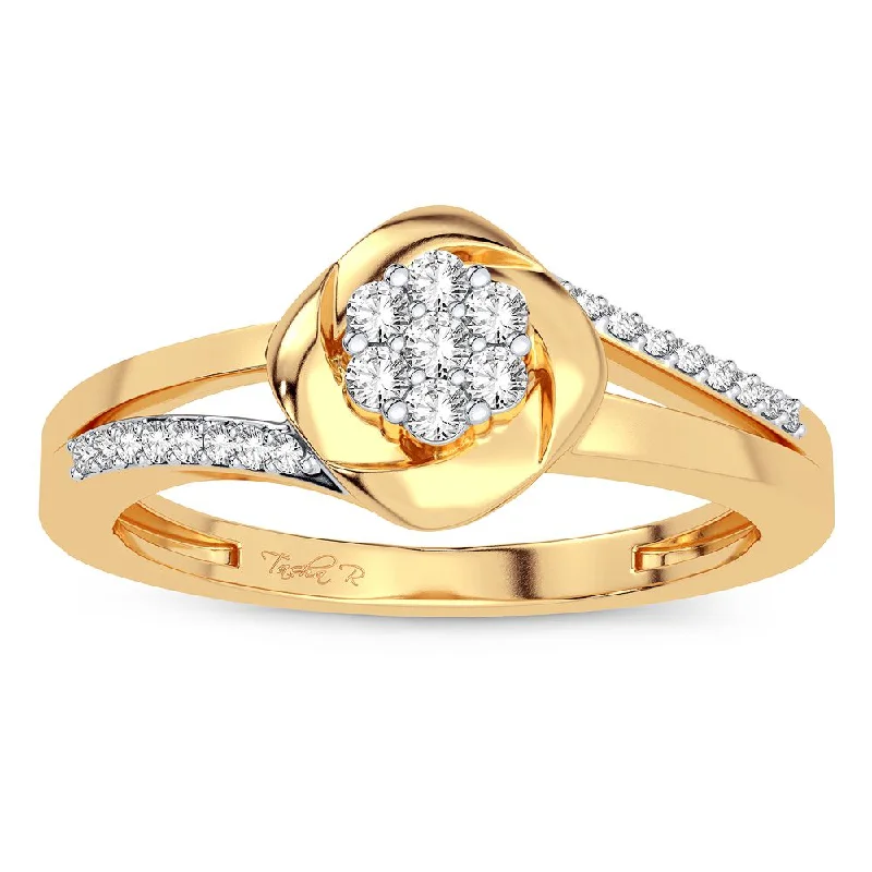 Three-stone engagement rings for women -14K 0.16CT Diamond Ring