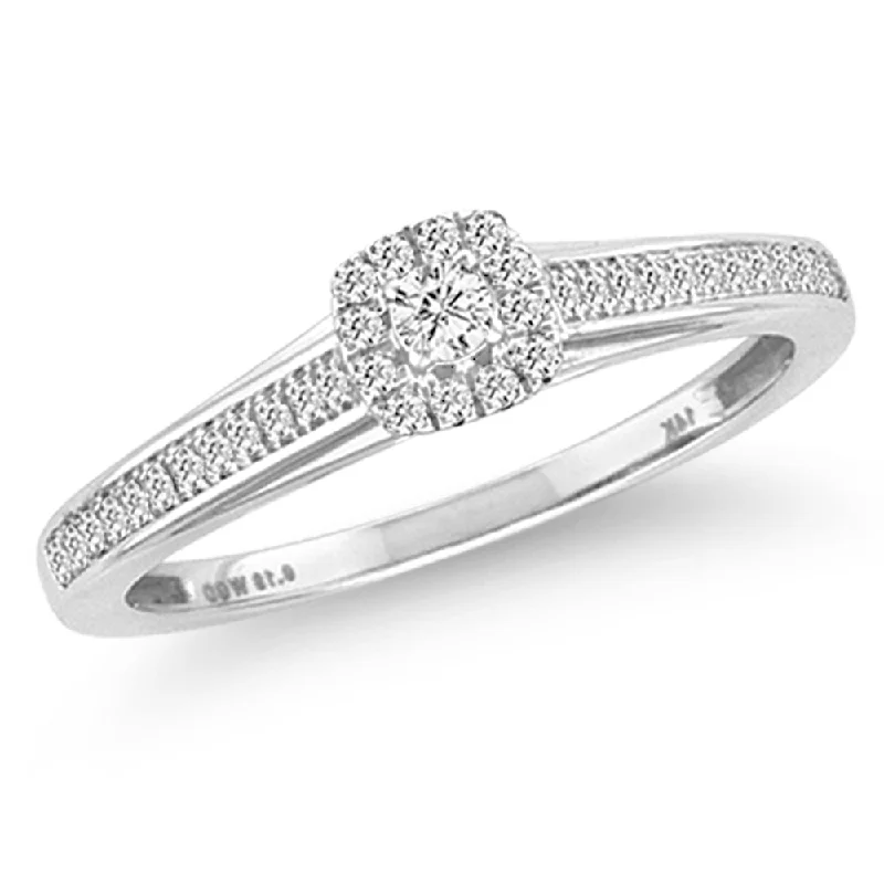 Classic silver engagement rings for women -14K 0.19CT Diamond  RING