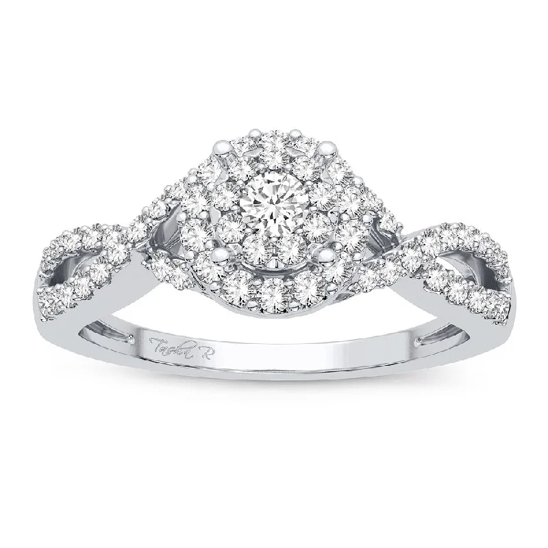 White gold engagement rings for women -14K 0.38CT Diamond Ring