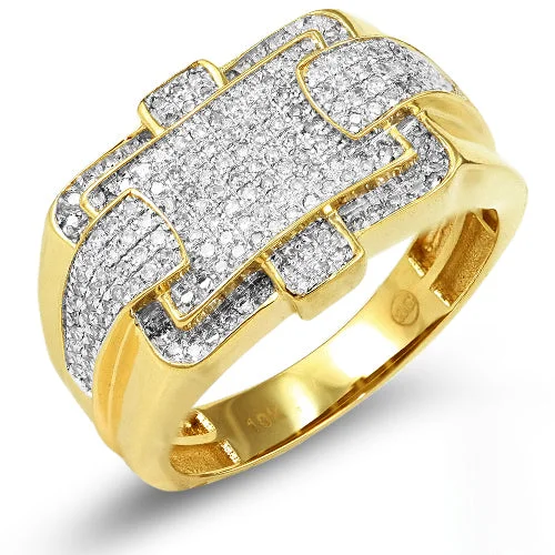 Engagement rings with lab-created diamonds for women -10KY 0.55CTW MICROPAVE DIAMOND MENS RING