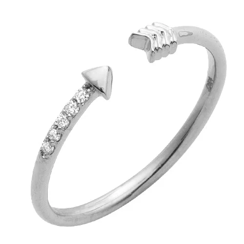 Women's engagement rings online shop -14KW 0.05CTW DIAMOND OPEN DESIGN ARROW RING