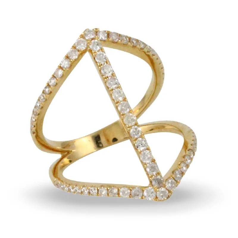 Engagement rings with art deco design for women -Doves Diamond Fashion Collection 18K Yellow Gold Diamond Ring