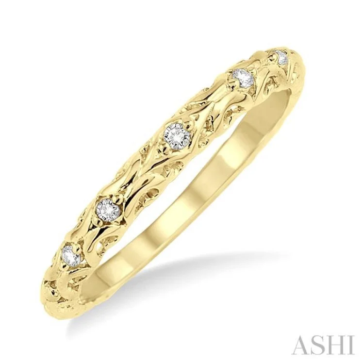 Affordable engagement rings for women -1/20 ctw Round Cut Diamond Wedding Band in 14K Yellow Gold