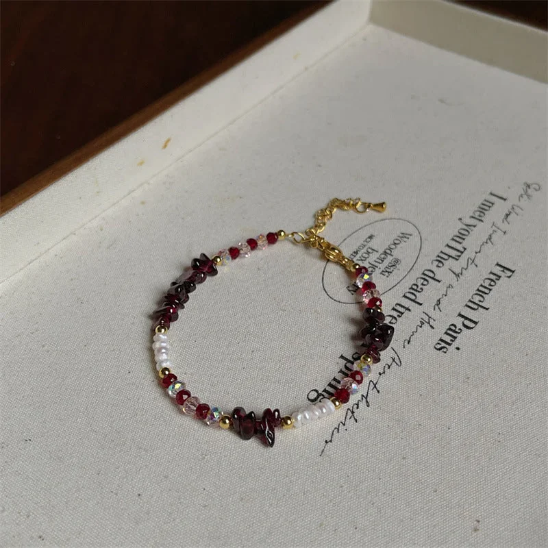 C363 Bracelet--Garnet Gravel