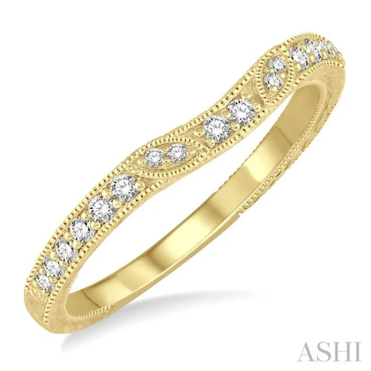 Engagement rings with tension setting for women -1/6 ctw Round Cut Diamond Wedding Band in 14K Yellow Gold