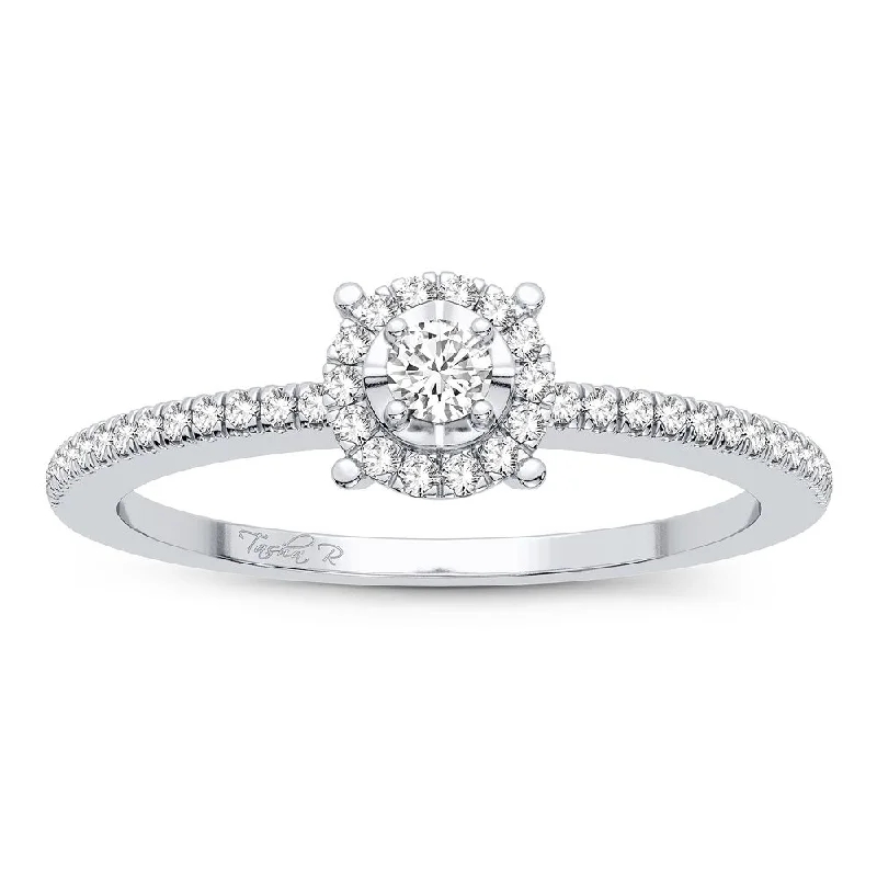 Engagement rings with cushion diamonds for women -14K 0.16CT Diamond Ring