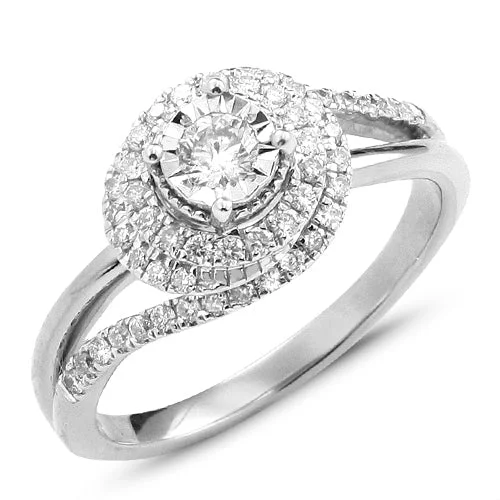 Engagement rings with oval diamonds for women -14KW 0.55CTW DIAMOND ILLUSION SET RING [0.15CT CEN