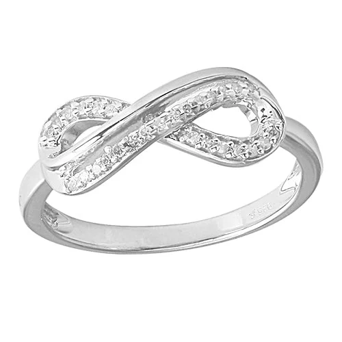 Pear-shaped engagement rings for women -Sterling Silver 0.15CTW DIAMOND INFINITY RING