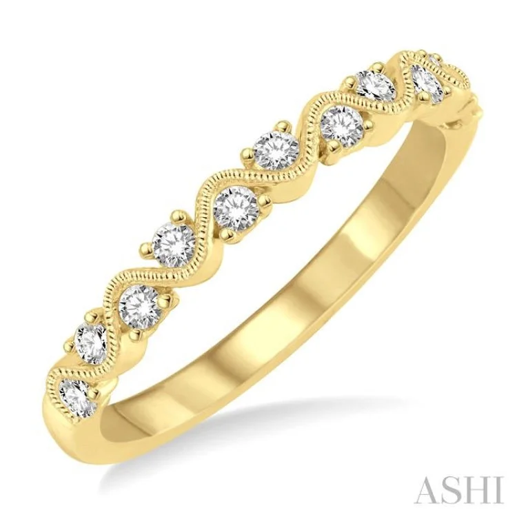 Stackable engagement rings for women -1/4 ctw Round Cut Diamond Stack Band in 14K Yellow Gold