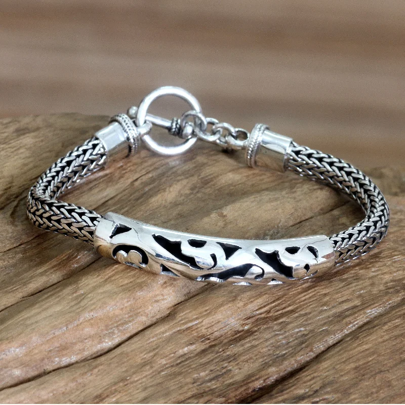 Simple bracelets for women -Balinese Finesse Handcrafted Sterling Silver Bracelet