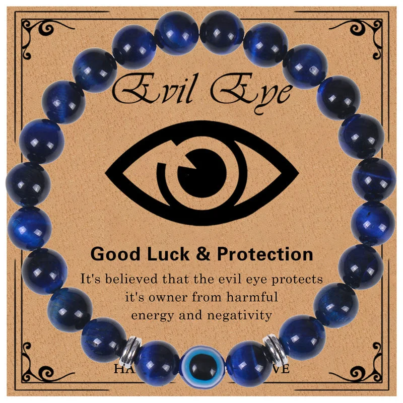 Green Gold Tiger Eye-Evil Eye Bracelet