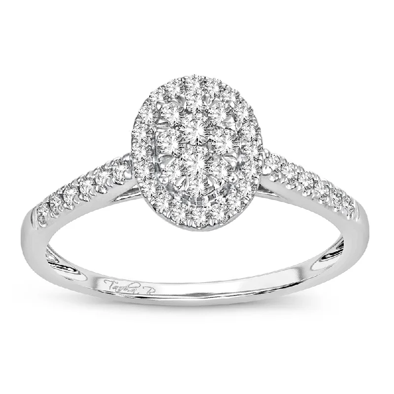 Engagement rings with side stones for women -14K 0.33CT Diamond ring