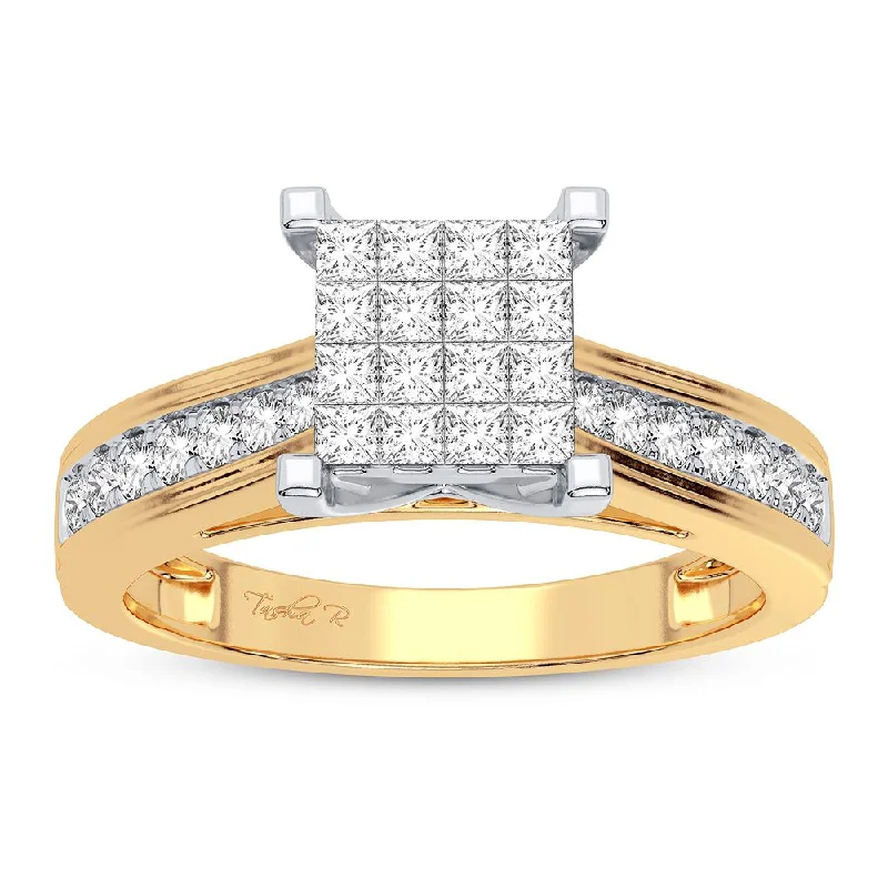 Princess cut engagement rings for women -10K 0.42CT Diamond Ring