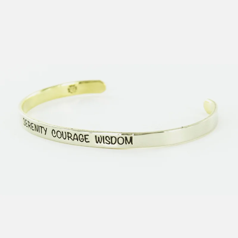 Handmade leather bangles for women -Serenity Courage Wisdom Mixed Metals Cuff Bracelet