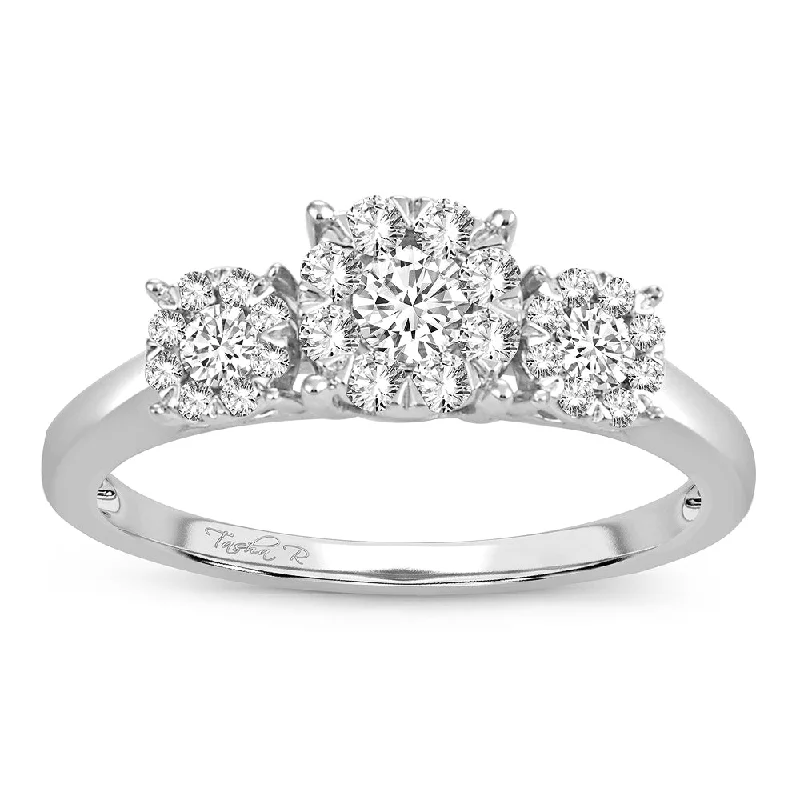 Engagement rings with diamond cluster for women -14K 0.50CT Diamond ring