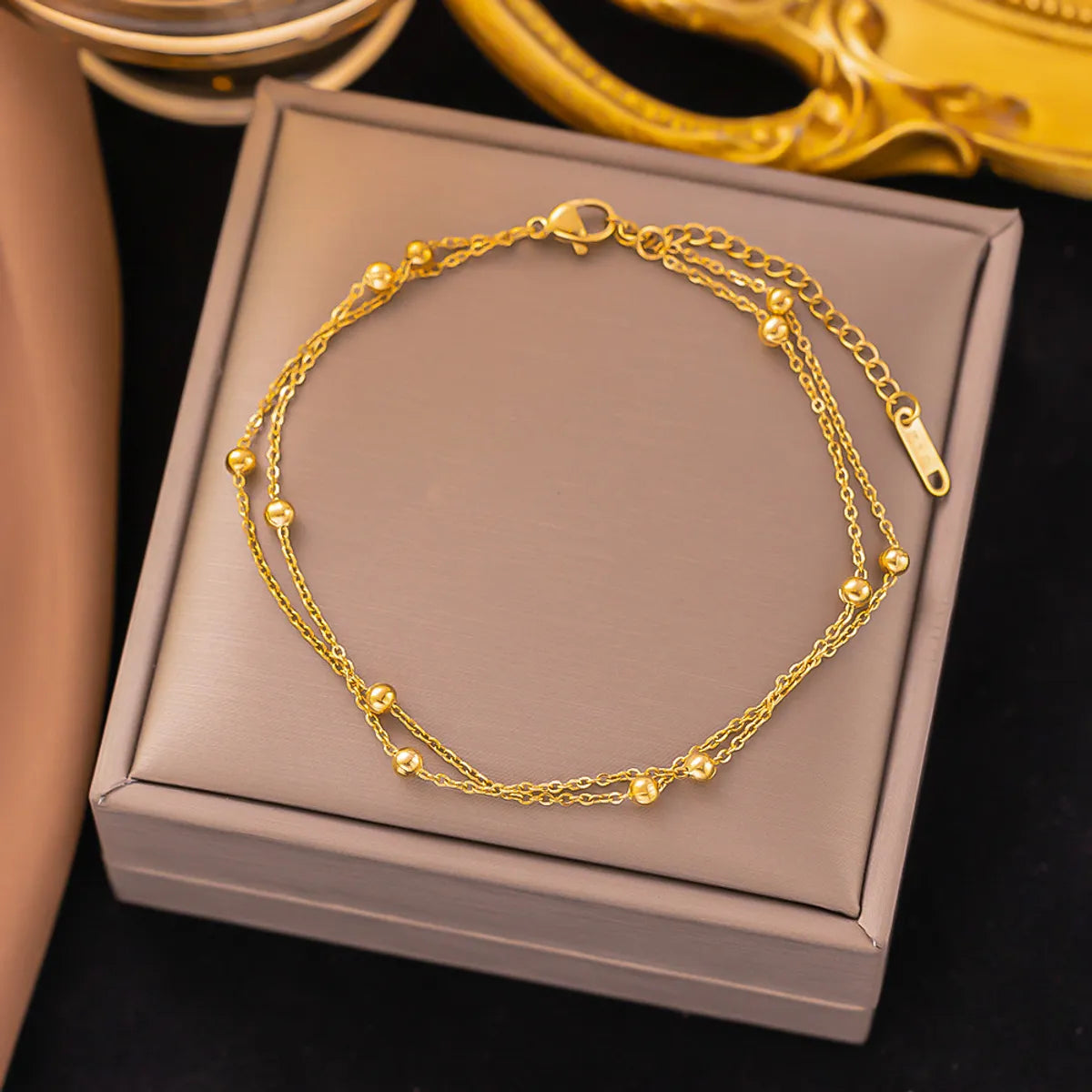 Stretch bangles for women -304 Stainless Steel 18K Gold Plated Sweet Solid Color Bracelets Anklet Necklace