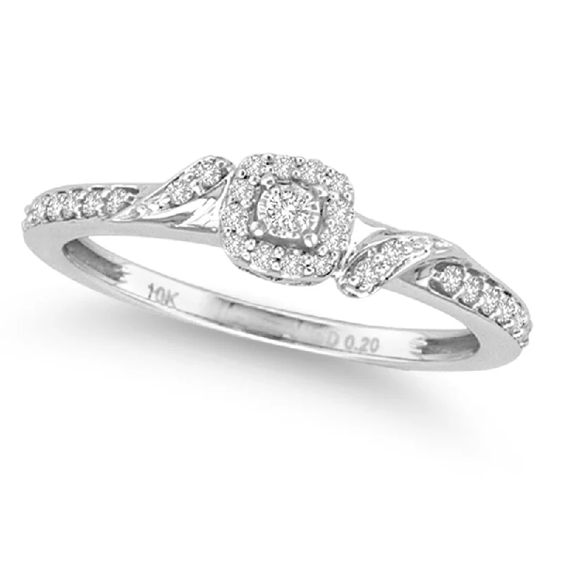 Stackable engagement rings for women -10K 0.20CT Diamond RING