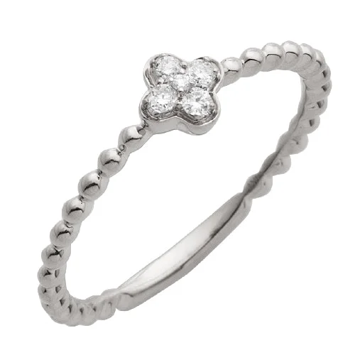 Engagement rings with diamond accents for women -14KW 0.10CTW DIAMOND CLOVER BEADED