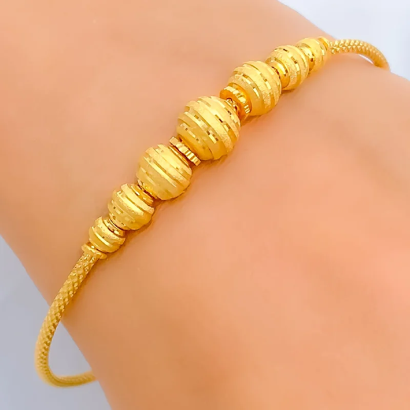 Fashion bangles for women -Lovely Multi-Bead 22k Gold Bangle Bracelet