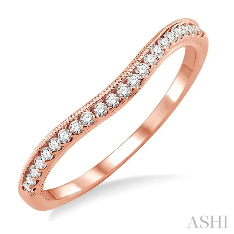 Aquamarine engagement rings for women -1/6 ctw Round Cut Diamond Wedding Band in 14K Rose Gold