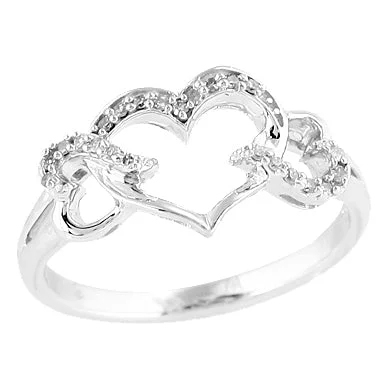 Halo engagement rings for women -Sterling Silver 0.10CTW DIAMOND FANCY RING