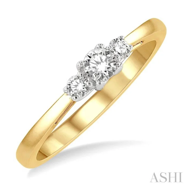 Engagement rings with infinity design for women -1/4 Ctw Round Cut Diamond Three-Stone Ring in 14K Yellow and White Gold