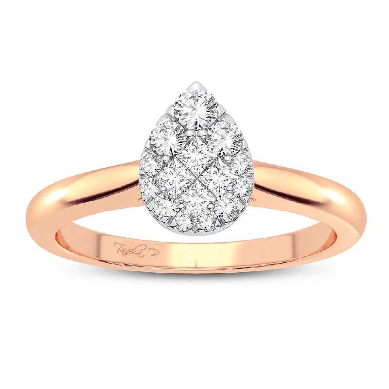 Engagement rings with vintage filigree for women -14K 0.25CT Diamond Ring