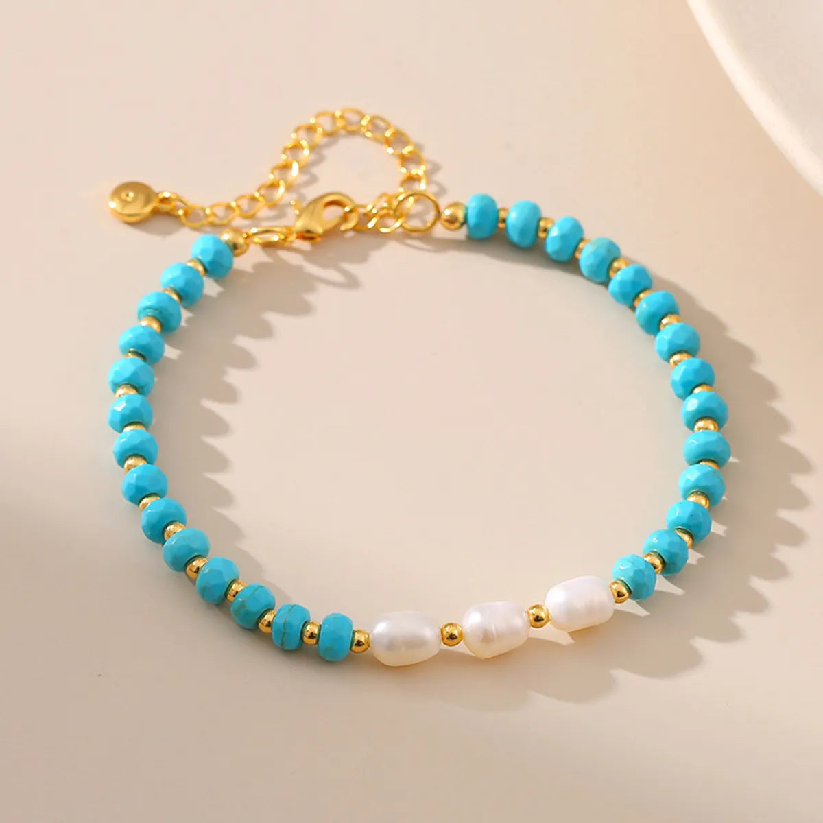 Elegant bangles for women -Ethnic Style Geometric Turquoise Freshwater Pearl Copper Beaded Bracelets