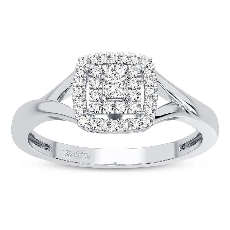 Modern twist engagement rings for women -10K 0.10CT Diamond Ring