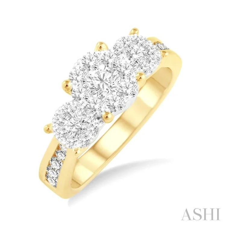 Antique engagement rings for women -3/4 Ctw Lovebright Round Cut Diamond Ring in 14K Yellow and White Gold