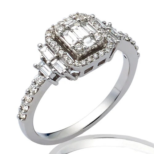 Engagement rings with heart-shaped diamonds for women -14KW 0.75CTW BAGUETTE DIAMOND BRIDAL RING