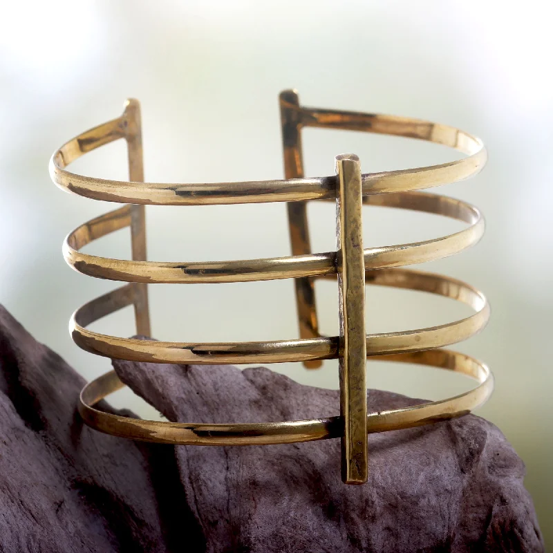 Handmade bangles for women -Tribal Urban Wide Cuff Bracelet Crafted by Hand of Brass in Bali